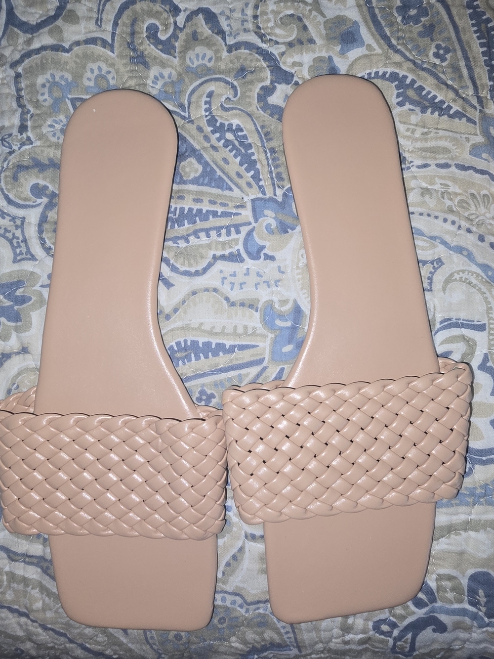 Braided Slide Sandals in Blush Pink - Women’s Casual Slides